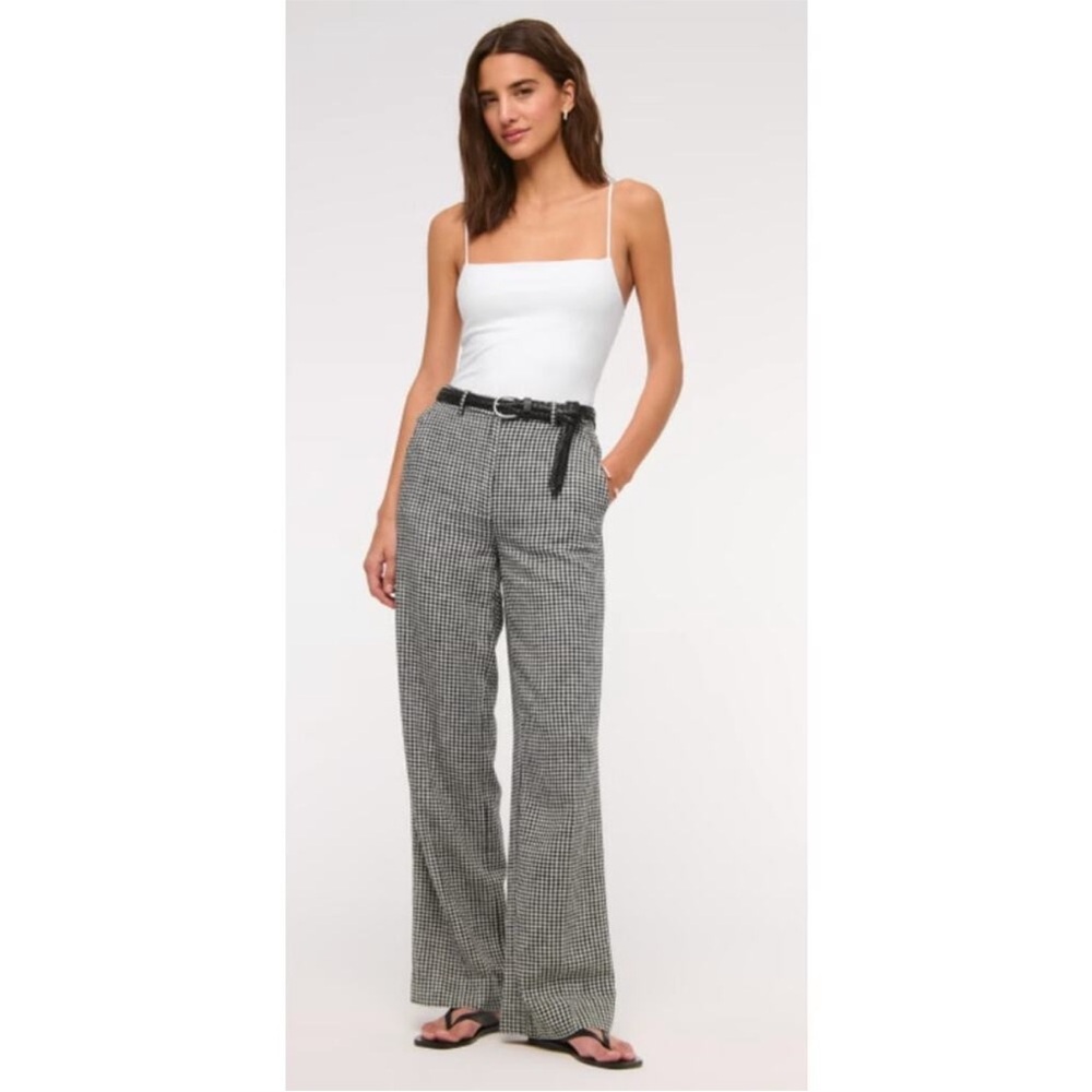 Abercrombie & Fitch Women's
Tailored Linen Wide Leg
Gingham Pants 25 SHORT